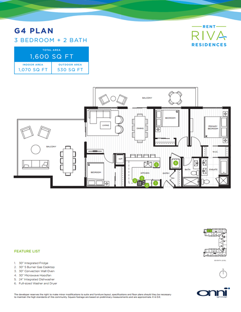 Floor plan for 3 beds, 2 baths, 1110 sqft
